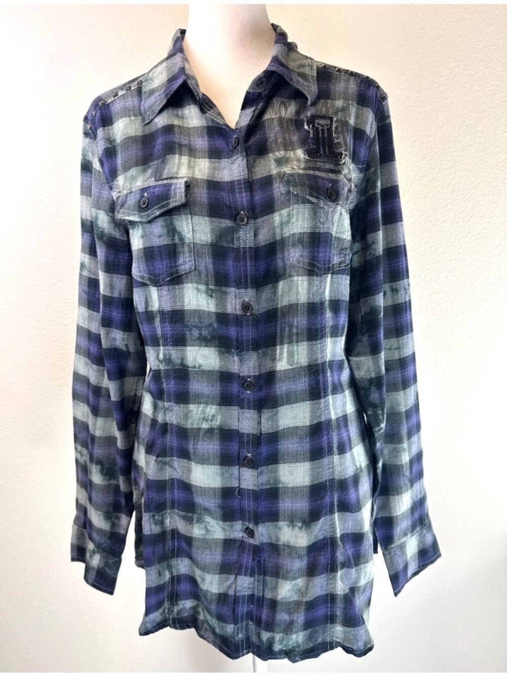 NWT Harley Davidson Studded Trim Long Sleeve Button up Biker Shirt SZ Medium